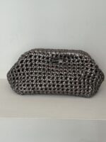 Grey metallic clutch bag