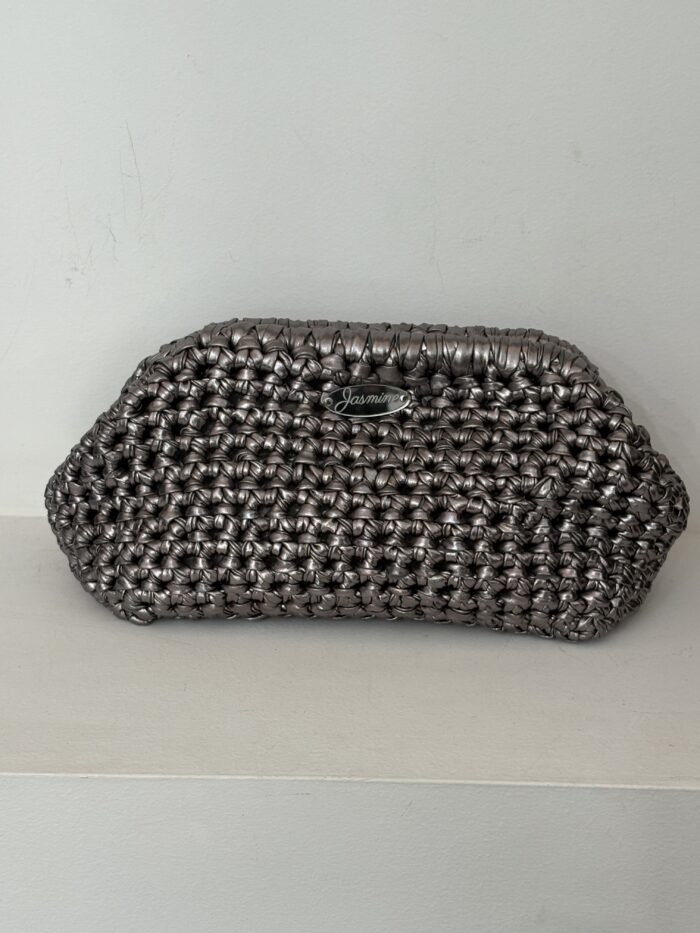 Grey metallic clutch bag - Image 1