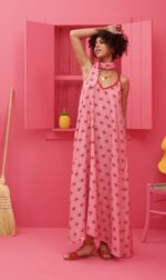 Matina Dress Vis Pink Hearts Pixel Φόρεμα με Ζώνη - Image 3