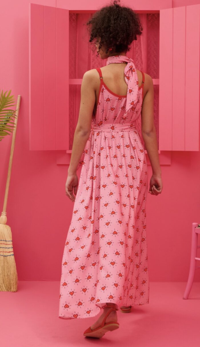 Matina Dress Vis Pink Hearts Pixel Φόρεμα με Ζώνη - Image 2
