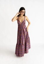 Colorful Fan Backless Dress - Image 3